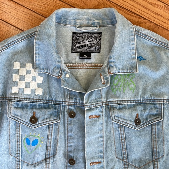 WOMENS Brooklyn Cloth Graffiti Denim Jacket Size XL - Picture 3 of 7